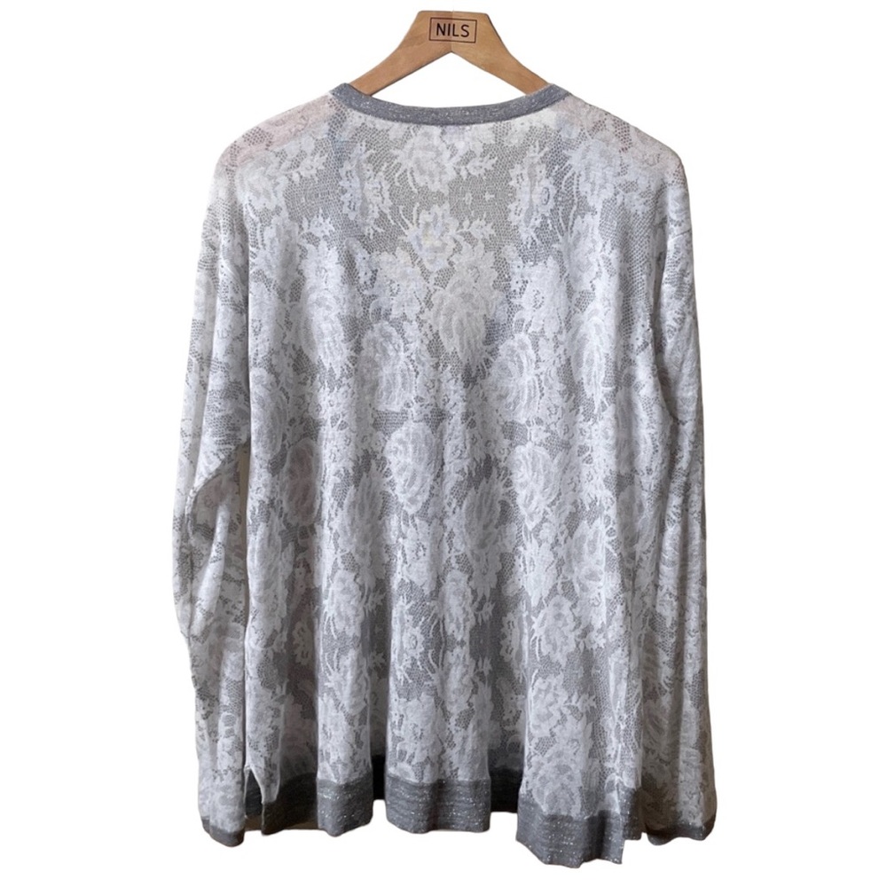 *Chico’s lacy gray cardigan sweater size XL Chico size 3 - Picture 2 of 6